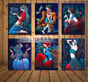 中国少数民族特色文化女子挂画墙画云南过桥米线饭店旅业装饰画