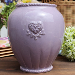 欧式美式田园乡村风格复古浮雕做旧陶瓷花瓶花插水罐大肚子花瓶