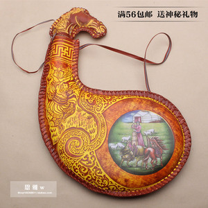 新疆特产纯手工羊皮制品水袋酒壶内蒙古特色旅游纪念品马奶酒皮囊