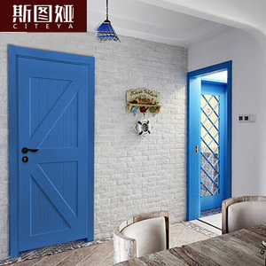 斯图娅豪门定制地中海蓝色风格木门卧室门实木门复合烤漆门成都