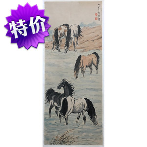 徐悲鸿五马图名家名人书画手写收藏古玩字画真迹高档国画条幅热卖