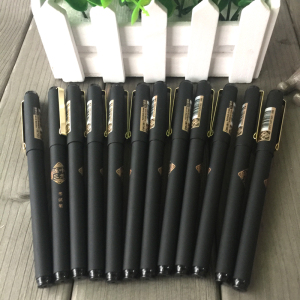 得力全针管黑色水笔 0.5mm子弹头碳素笔 学生文具考试笔 中性笔