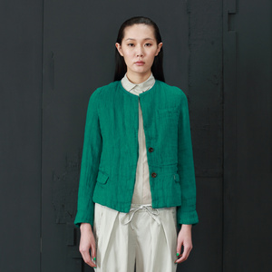 [转卖]jnby江南布衣春装新款女怀旧棉麻感包边外套5e12