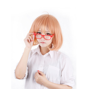 境界的彼方栗山未来 樱粉色bobo头短发假毛 眼镜 cosplay假发呆毛