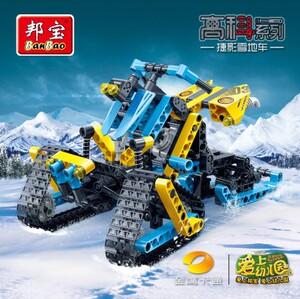 金鹰卡通玩名堂邦宝高科新品捷影雪地车拼插拼装积木玩具赛车模型