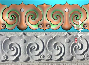 远景 石雕栏板祥云纹连续 精雕图 雕刻图 灰度图jdp浮雕图