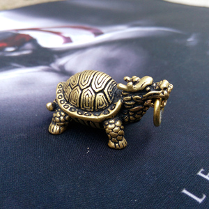 黄铜麒麟招财龟幸运龟玄武龟平安忍者神龟把玩件汽车性操作台摆件