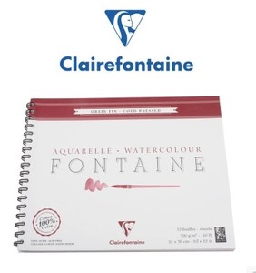 法国 Clairefontaine 克莱方丹 Fontaine 纯棉圈装冷压中纹水彩本