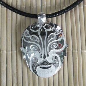 大理雪银阁纯手工s999苍山雪花银纯银脸谱挂件孟良