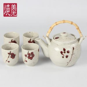 日式和风茶具套装 陶瓷茶壶茶杯 整套茶具 大容量茶壶 提梁壶瓷器