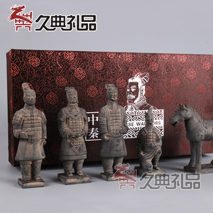 西安兵马俑工艺品摆件兵马俑旅游纪念品中国特礼品送老外15cm泥青