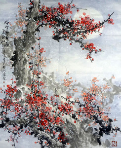 【品墨轩】书画国画名家字画刘涛花鸟画梅花作品瑞雪迎春图/2345u