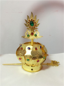 小火焰铜莲花冠翠钻龙簪装饰一顶 道士法事道教用品法器