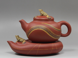 紫砂壶特价许彩云制原矿清水泥绞泥荷塘蛙鸣月色青蛙蛙趣套壶茶壶