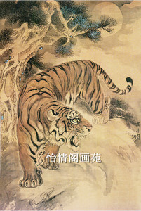 工笔画白描底稿老虎图白描稿山水画人物画花鸟画线描实物画稿089