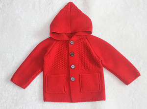新款纯手工编织宝宝毛衣 儿童手织毛线外套 童装生日礼品连帽