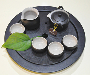 台湾陆宝镜清 小陶然盖碗茶组 雅致黑 青瓷冰裂 陶瓷功夫茶具套装