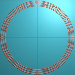 精雕图 灰度图 浮雕图 石雕玉雕圆形回纹 圆长城纹有线边框