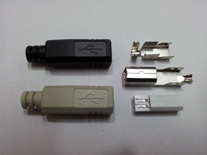 usb头USB B公焊线式公头带胶壳usb b塑胶壳外壳打印机头一体外壳