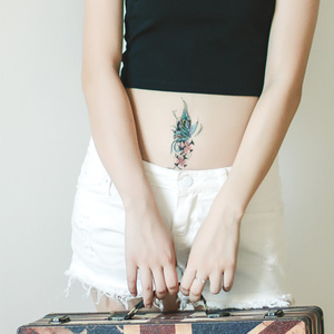 亿彩腾飞蝴蝶羽毛剖腹产纹身贴防水遮疤剖腹产持久防水纹身贴持久