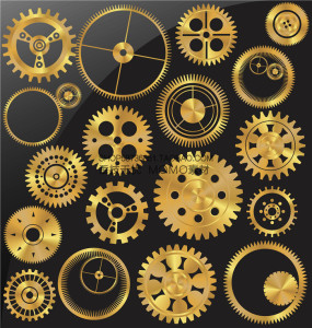 a2954矢量金色齿轮蒸汽朋克图案 ai设计素材