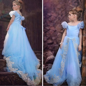 包邮夏秋季新款cinderella灰姑娘礼服公主裙 儿童连衣裙拖尾长裙