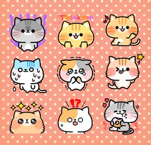 line 强推超呆萌小猫咪可爱表情贴纸 自制手帐周边贴纸 40枚入
