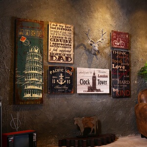 网吧餐厅复古木板画背景墙面上墙体装饰挂画酒吧服装店网咖墙壁饰