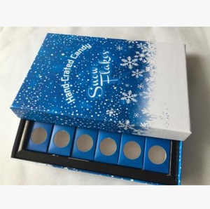 6只10只装星空棒棒糖包装盒空盒生日礼品空纸盒蓝色雪花款礼品盒