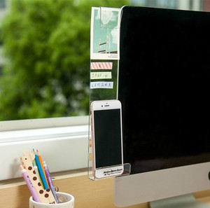 创意电脑屏幕显示器侧板亚克力便签板贴板粘贴式带充电孔手机支架