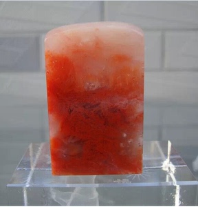 越南老挝石红花冻石精品随型印章29号尺寸4*3*6.5cm