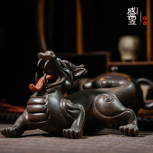 宜兴原矿紫砂茶具紫砂雕塑茶宠紫砂摆件龙生九子睚眦