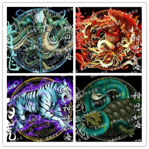 精美十字绣套件 四神兽——白虎 朱雀 玄武 青龙画格可定印布花