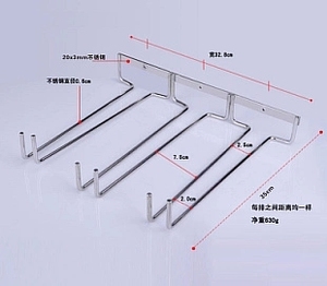 304不锈钢红酒杯架双排高脚倒挂杯架吊杯架悬挂 壁挂可挂墙