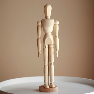 9010人付款天猫创意木质可活动关节人偶手指手模型店铺摆件素描木头人