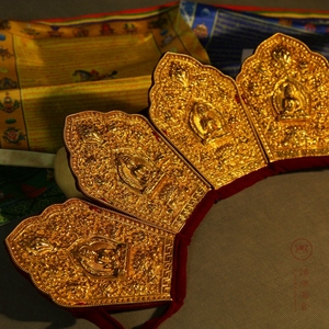 尼泊尔纯手工制作鎏金五佛冠/五智冠/灌顶宝冠/法帽/毗卢帽 17cm