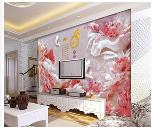 3D彩雕微晶石豪华中式客厅墙砖 仿玉石电视背景墙砖墙画 家和富贵