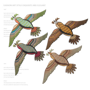 新款刺绣飞鸟布贴衣服补丁贴大号旗袍服装设计diy装饰辅料无胶a80