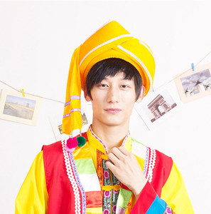 傣族男帽 彝族空顶帽 黄色软帽 民族帽 演出帽子 舞蹈用品 男包头