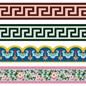 中国风腰线脚线贴回纹复古格调卧室客厅餐厅贴画中式花纹浴室墙贴