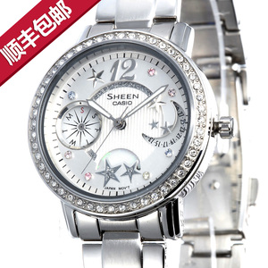 casio卡西欧sheen女式手表 女士星月水晶钻