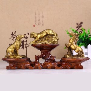 易水阁 铜2018生肖虎马狗助运提运吉祥物寅午戌恭岁三合风水摆件