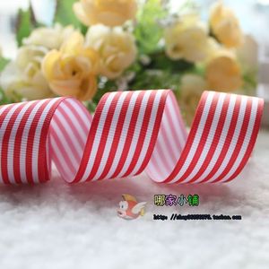 25MM红白条纹罗纹织带/儿童发饰材料DIY/丝带罗纹带5码价约4.5米