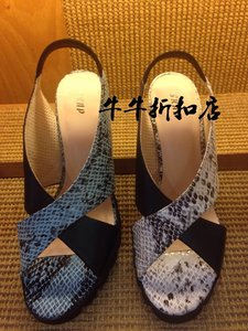 【专柜正品】SKAP/圣伽步欧美时尚拼蛇纹牛皮粗跟女凉鞋10610111