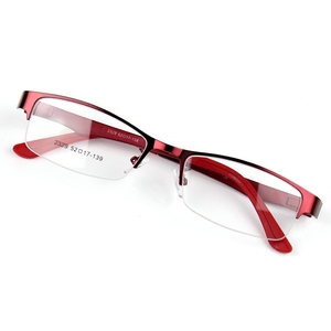 包邮超轻正品女士时尚半框近视眼镜架金属合金眼镜框TR90镜腿 红