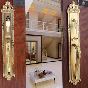 双山五金贝尔维帝全铜欧美式双开纯铜别墅大门锁入户门锁进户锁