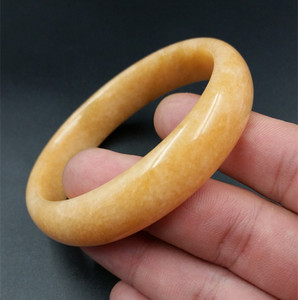 天然玉石a货米黄玉手镯黄色方解石玉手镯玉石手镯女款镯子批发