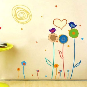 墙面手绘涂鸦花园ay990客厅沙发可爱儿童房背景三代可移除墙贴批