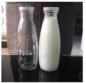 玻璃鲜奶瓶牛奶瓶酸奶瓶玻璃鲜奶瓶子专用密封铁盖高档酸奶饮料瓶