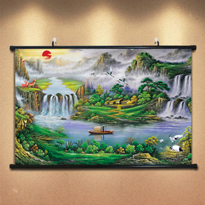 财源滚滚的聚宝盆山水画